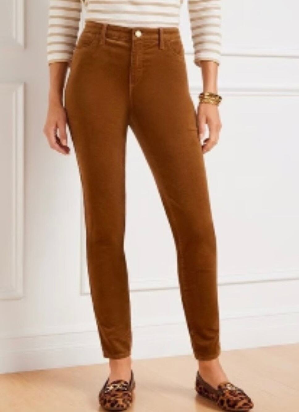 Talbots Corduroy Jegging Pant High Waist Skinny Leg Ankle Length Brown Size 10